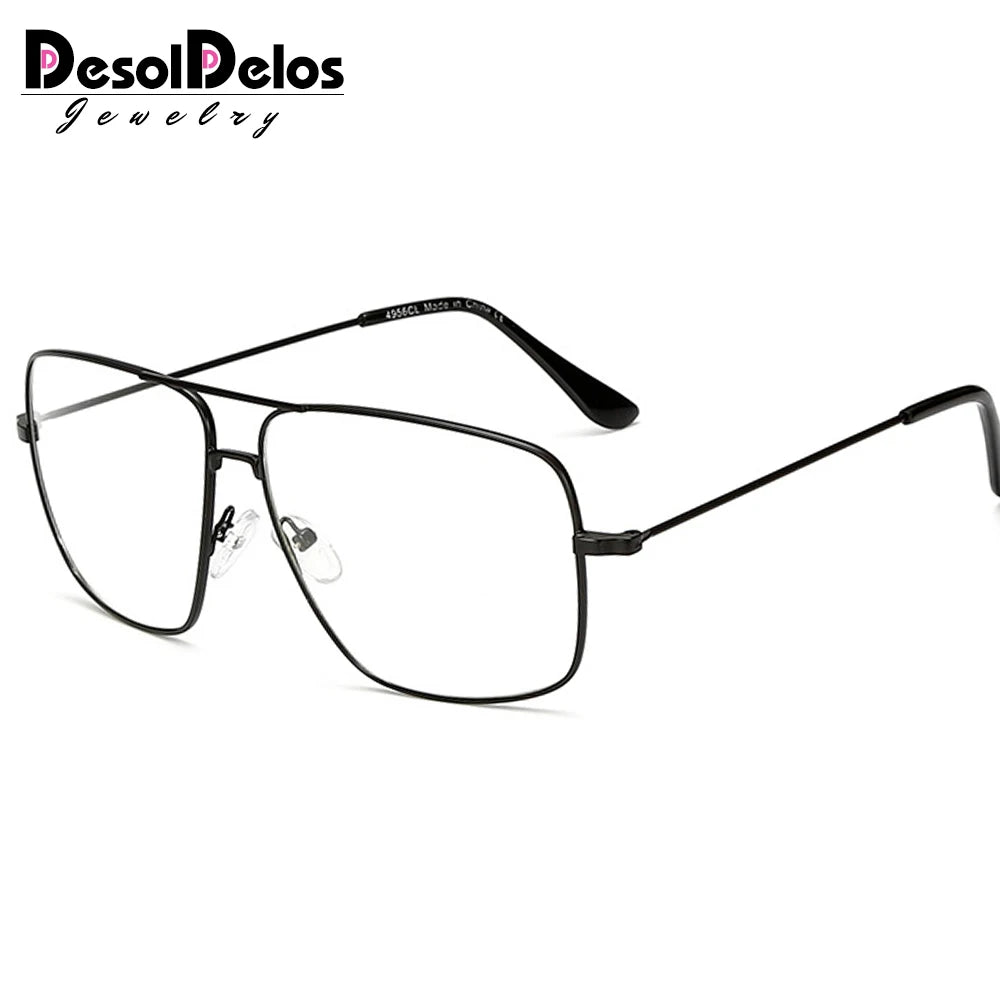 DesolDelos Vintage Gold Metal Frame Eyeglasses Mens Womens Sun glasses Retro Square Optical Lens Eyewear Nerd Clear Lens Glasses
