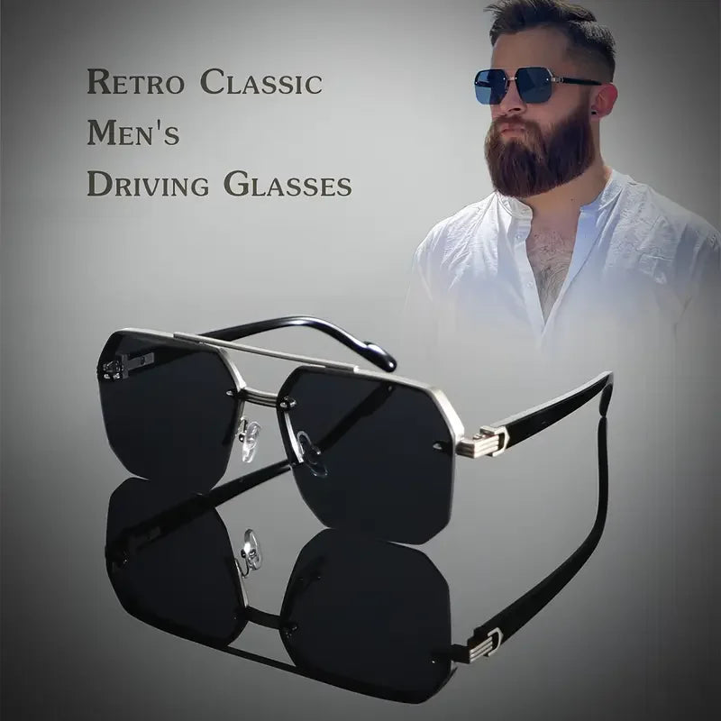 Classic Half-Frame Fashion Glasses for Men & Women - Vintage Style, Slimming Effect for Driving & Outdoor Adventures Gradient