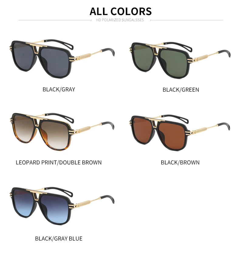 2024 New Driving Sunglasses Metal Double Beam Sunglasses Fashion Trend Luxury Brand lentes de sol para hombre