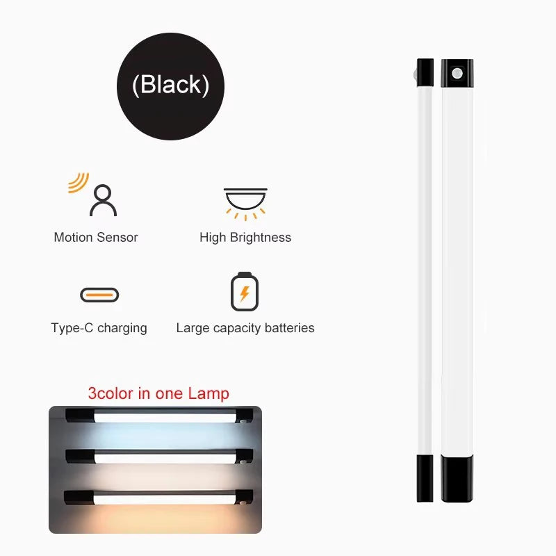 20/30/40CM USB Rechargeable Motion Sensor Light Wireless 3 Colors Dimming LED Closet Light Kitchen Led Cabinet Lamp For Xiaomi