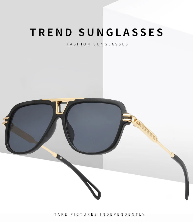 2024 New Driving Sunglasses Metal Double Beam Sunglasses Fashion Trend Luxury Brand lentes de sol para hombre