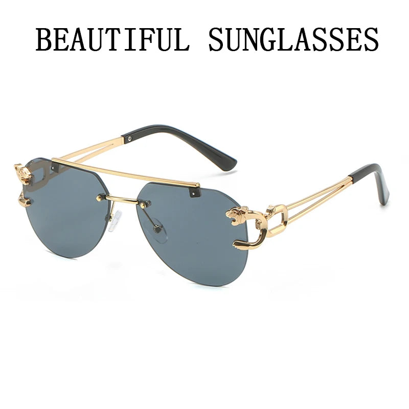 2023 Sunglasses Women Luxury Rimless Vintage Fashion Glasses Lunette Oversized Shades De Soleil Femme Gafas De Sol Mujer Lentes