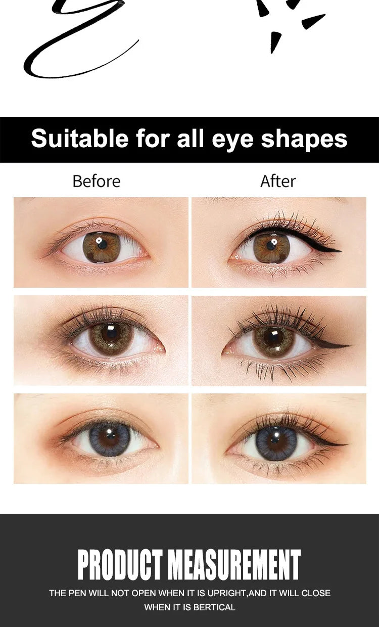 2 In1 Winged Stamp Liquid Eyeliner Pencil Water Proof Fast Dry Double-ended Black Seal Eye Liner Pen Make Up for Women Cosmetics