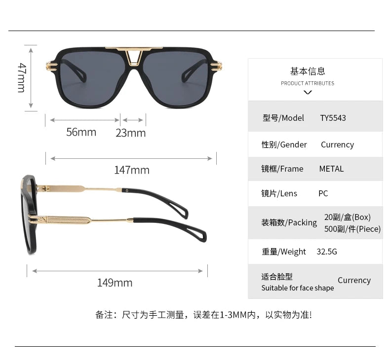 2024 New Driving Sunglasses Metal Double Beam Sunglasses Fashion Trend Luxury Brand lentes de sol para hombre