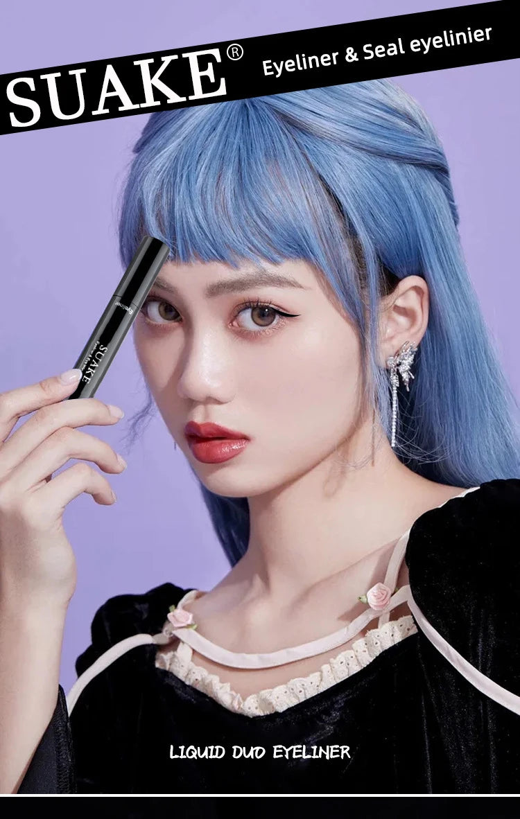 2 In1 Winged Stamp Liquid Eyeliner Pencil Water Proof Fast Dry Double-ended Black Seal Eye Liner Pen Make Up for Women Cosmetics